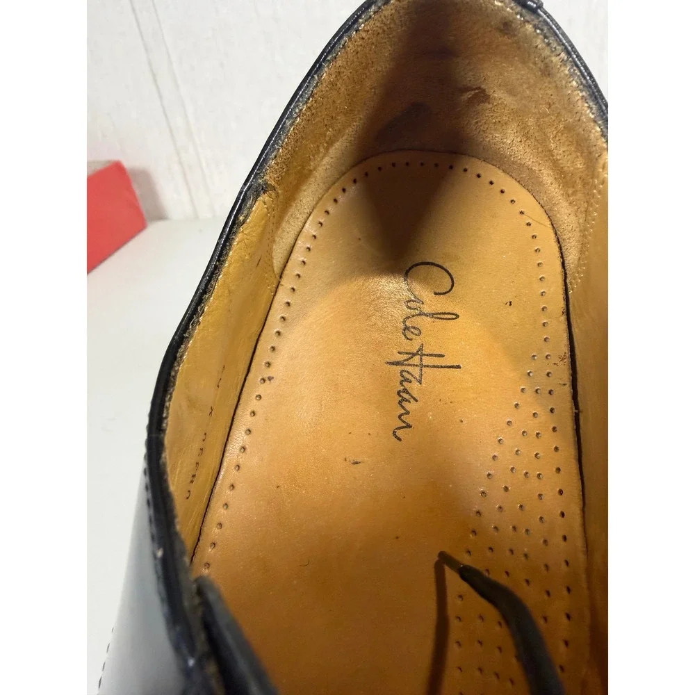 COLE HAAN Mans Black‎ Oxford Dress Cap Toe Shoes 9.5B black leather